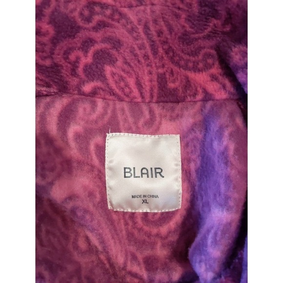 Dopamine Pink Purple Fuschia Paisley Full Zip  Fleece Jacket Womens XL Colorful - Picture 4 of 7
